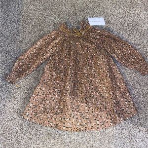 Toddler Girl Dress 
Floral Beige Button Size 2T New Tags